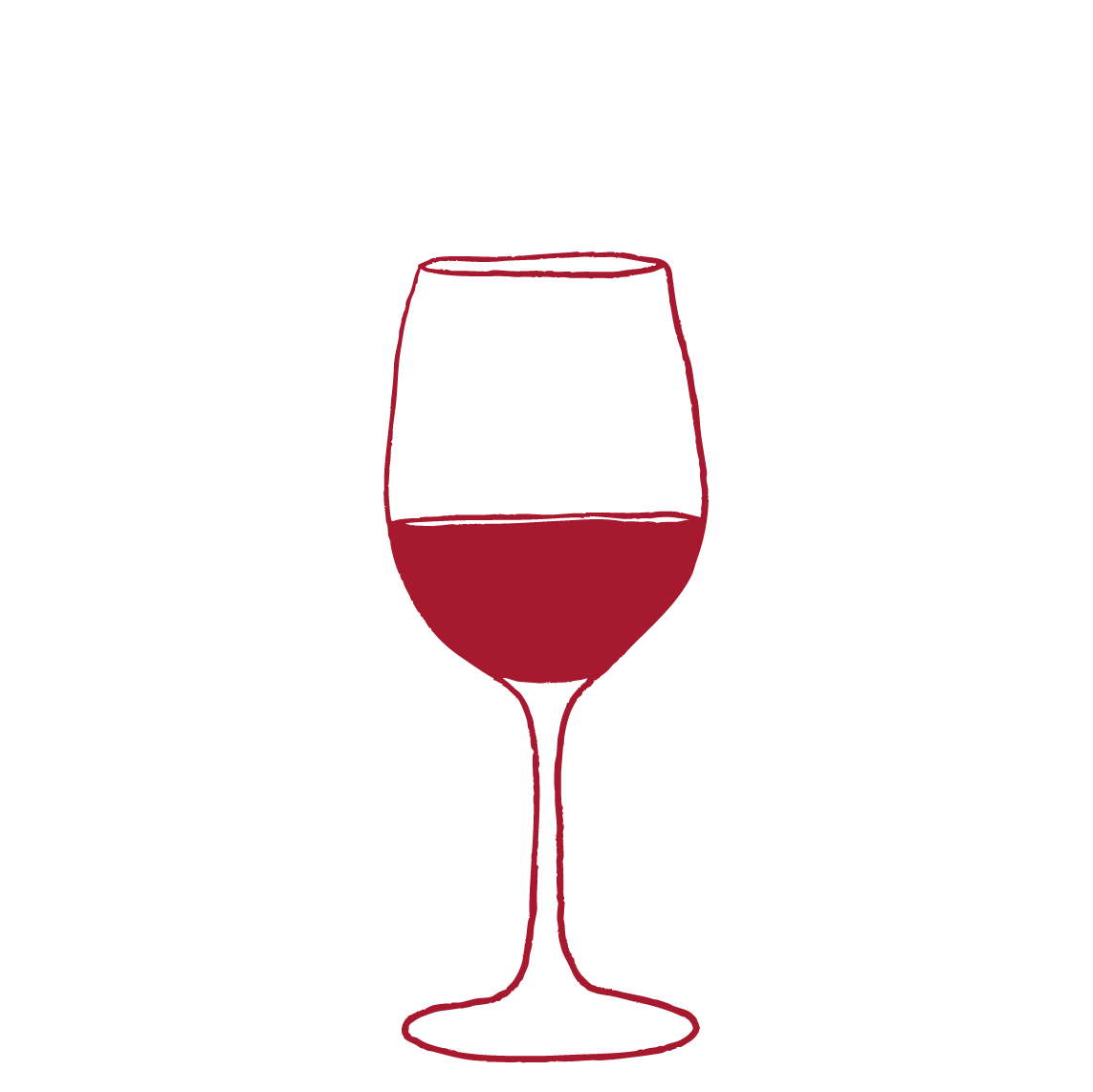 Line drawing of a wine glass filled with Mon Cherry fruit wine, representing the 'Enjoy Chilled' serving option.